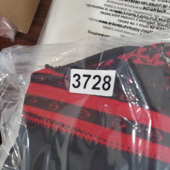 Caleoas Shirt Womens XL Red Black Lace Sheer Tunic Button Front 3/4 Sleeve Boho - Picture 8 of 8